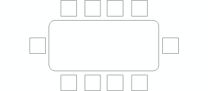 Diagrama mesa y distribución de 10 sillas